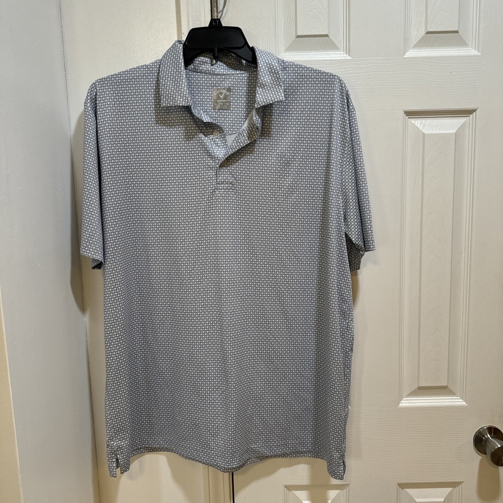 Callaway Option-dri Polo Shirt Mens XL Silver/ Gray & White Short Sleeve